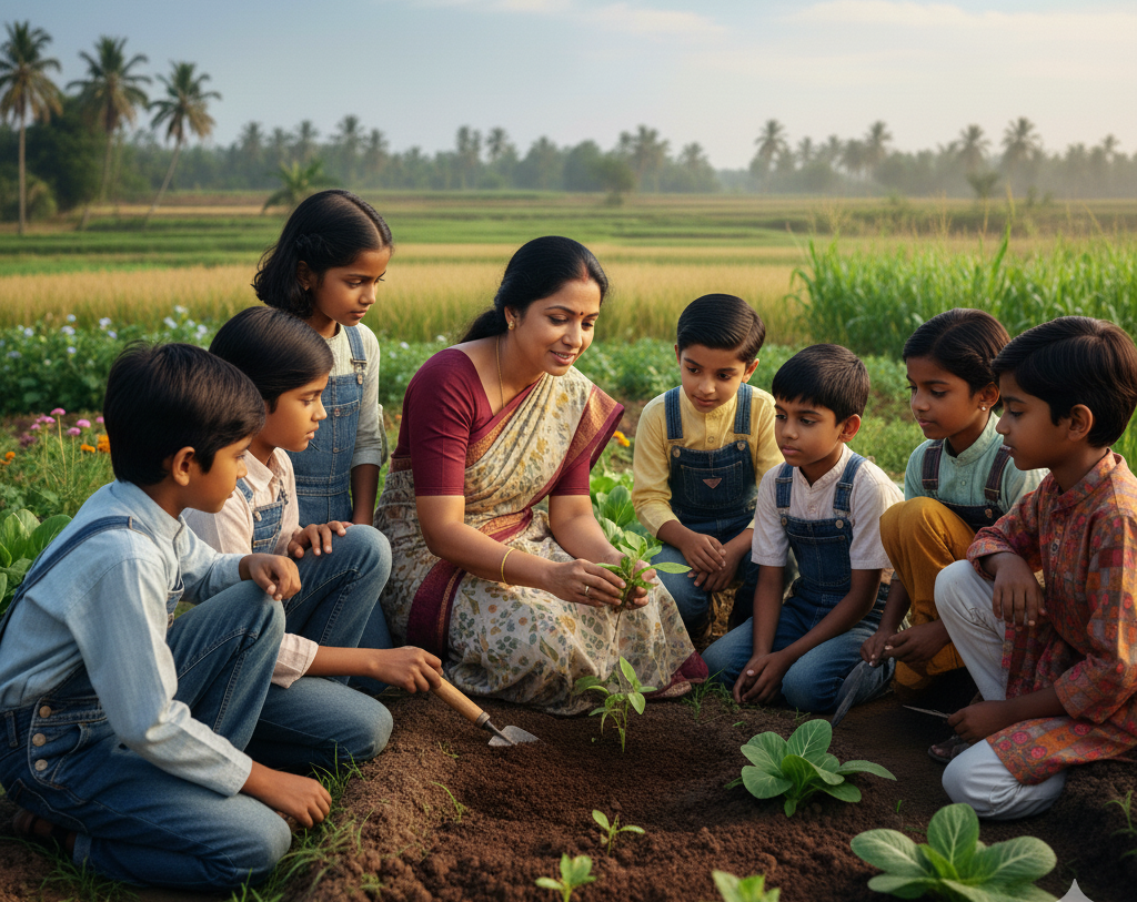 teacher demo in farm